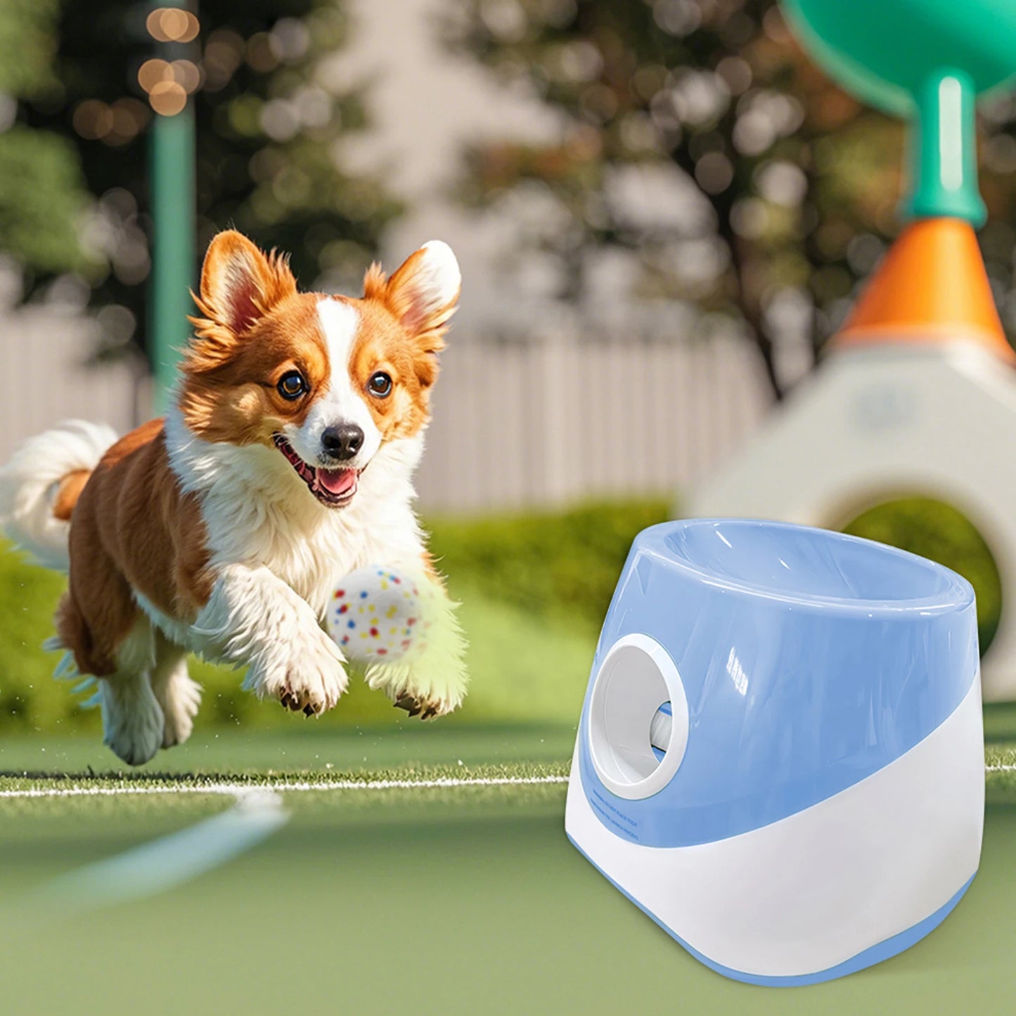 Interactive Automatic Ball Launcher with 3 Tennis Balls Dog Ball Thrower Launcher Ball Thrower Machine for Medium & Small Dogs