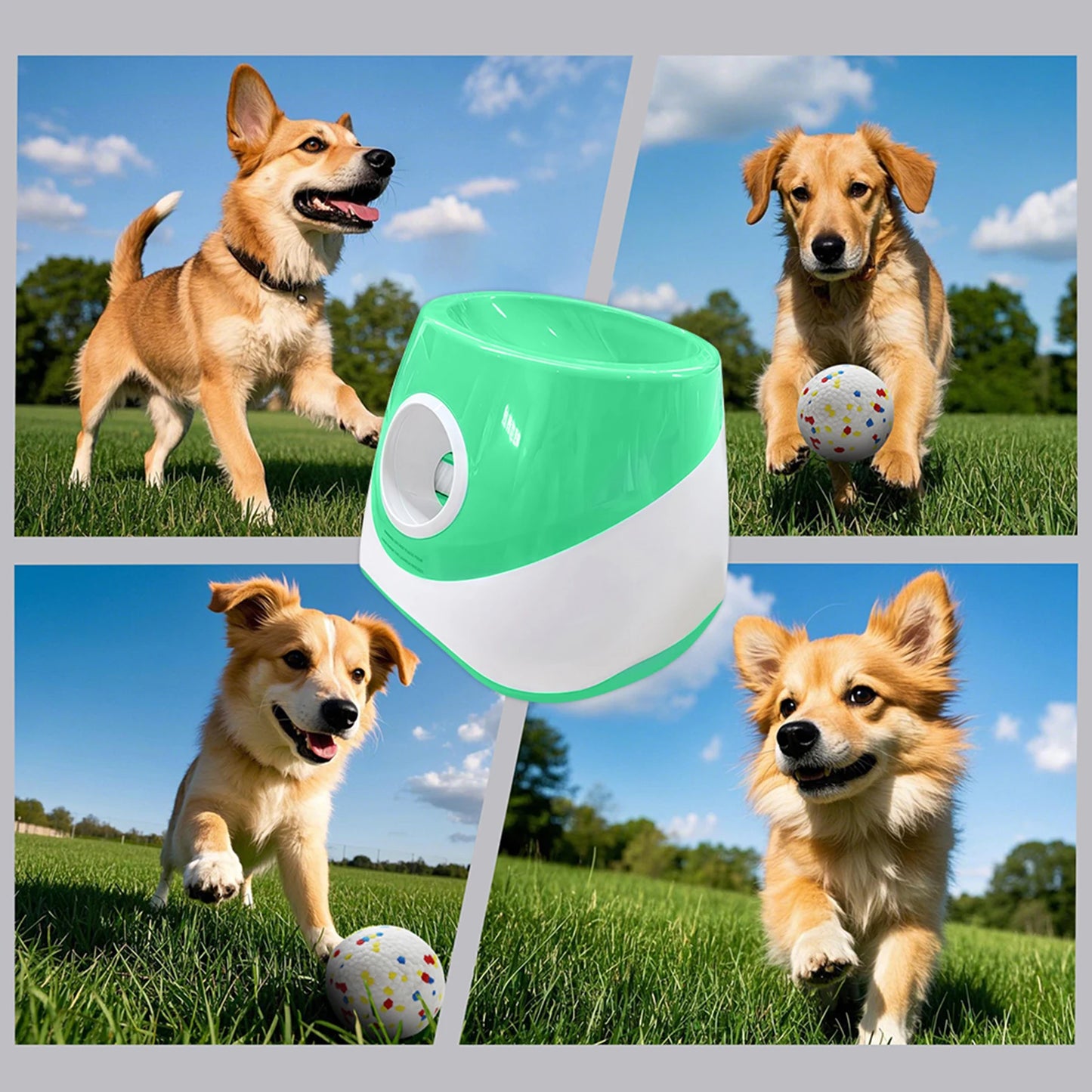 Interactive Automatic Ball Launcher with 3 Tennis Balls Dog Ball Thrower Launcher Ball Thrower Machine for Medium & Small Dogs