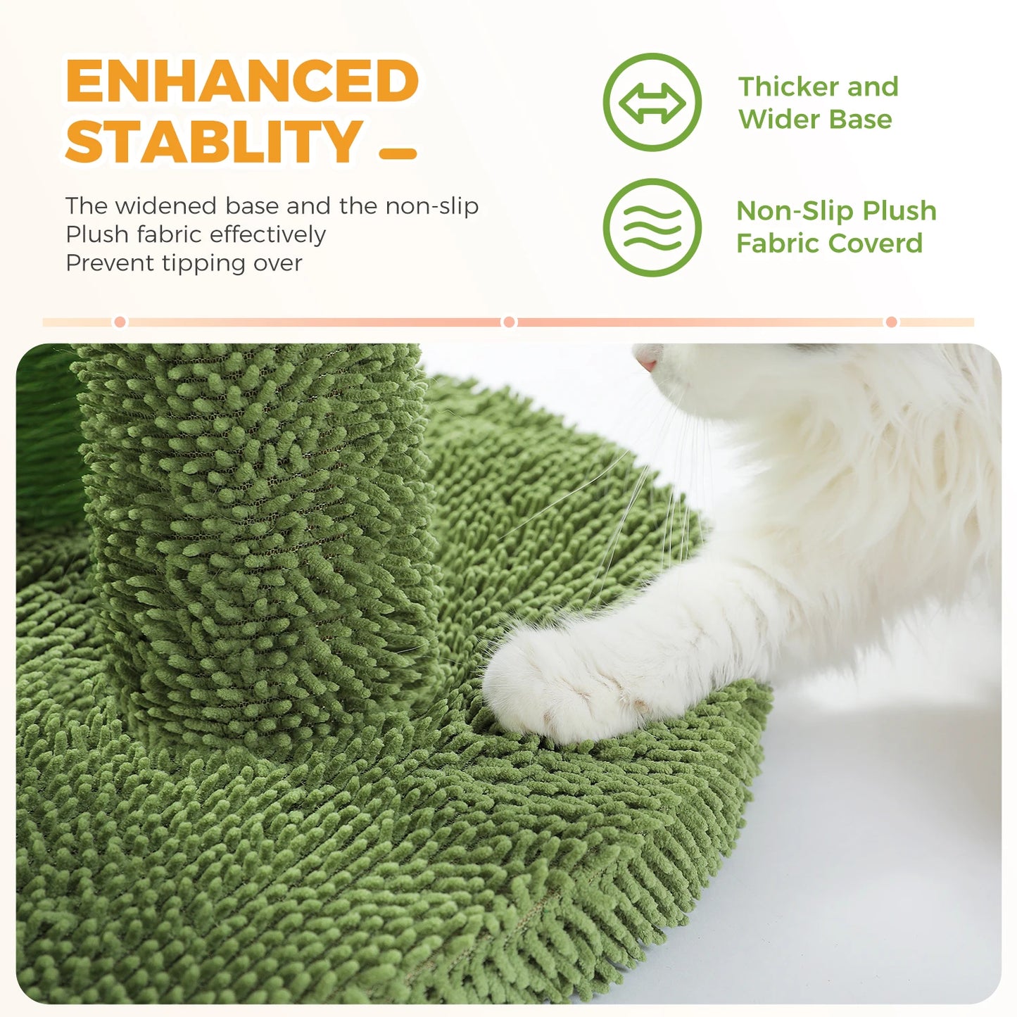 Cactus Cat Tree with Lagre Condo, Hammock, Dangling Ball, Small Cat Tower, Cat Scratching Post for Indoor, Cat Toys