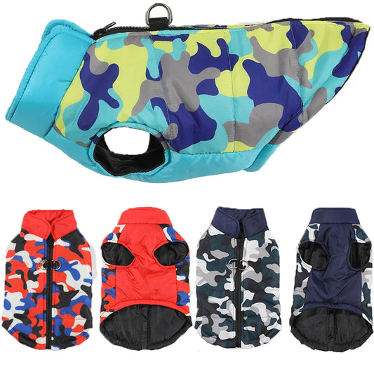 Winter Small Dog Jacket Waterproof Printed Puppy Cloth Camouflage Pet Padded Overalls D-ring Sleeveless Dog Vest Coat for Cats